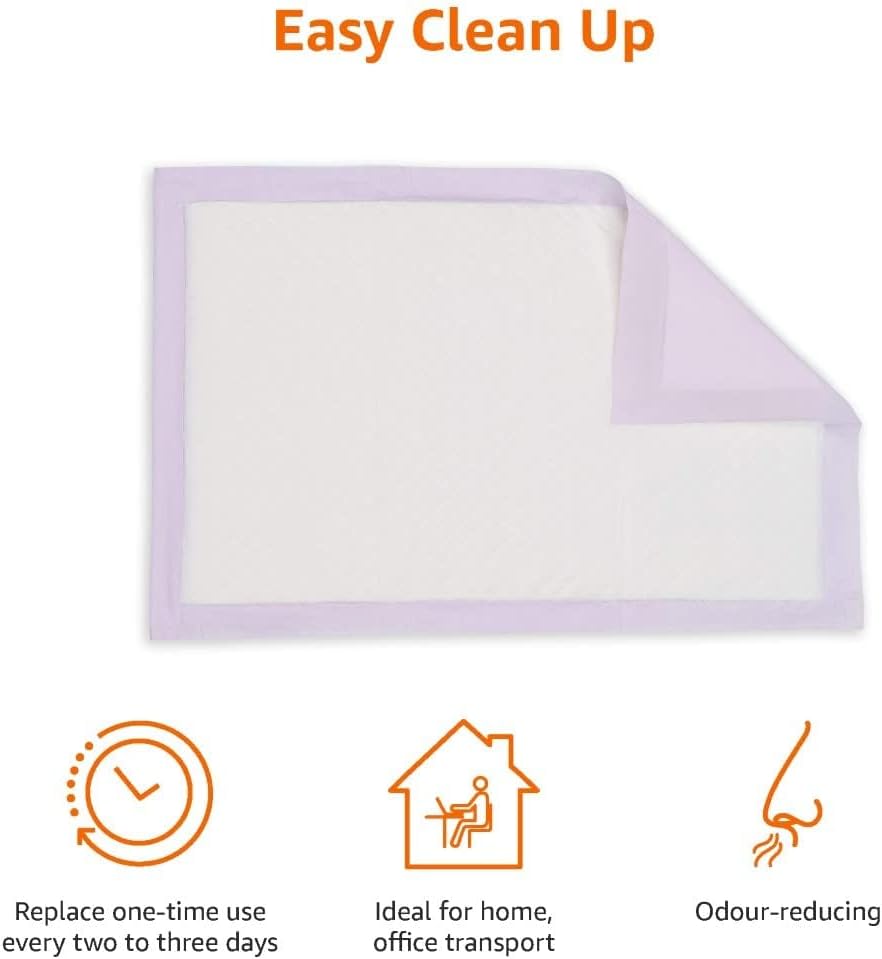 Basics Cat Litters Pee Pads, 40 Count, Universal Fit for Litter Box, Odor Control with Fresh Scent, Purple and White