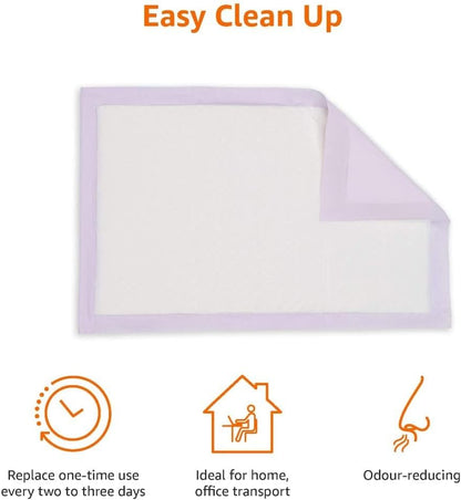Basics Cat Litters Pee Pads, 40 Count, Universal Fit for Litter Box, Odor Control with Fresh Scent, Purple and White